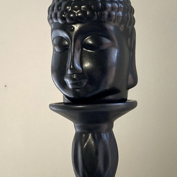 NWT Set of Buddha Statue - Stand Head Bust Figurine -Stand Black Glazed Ceramic - Picture 5 of 11